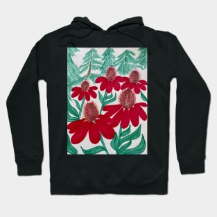 Red Spikey Flowers Hoodie